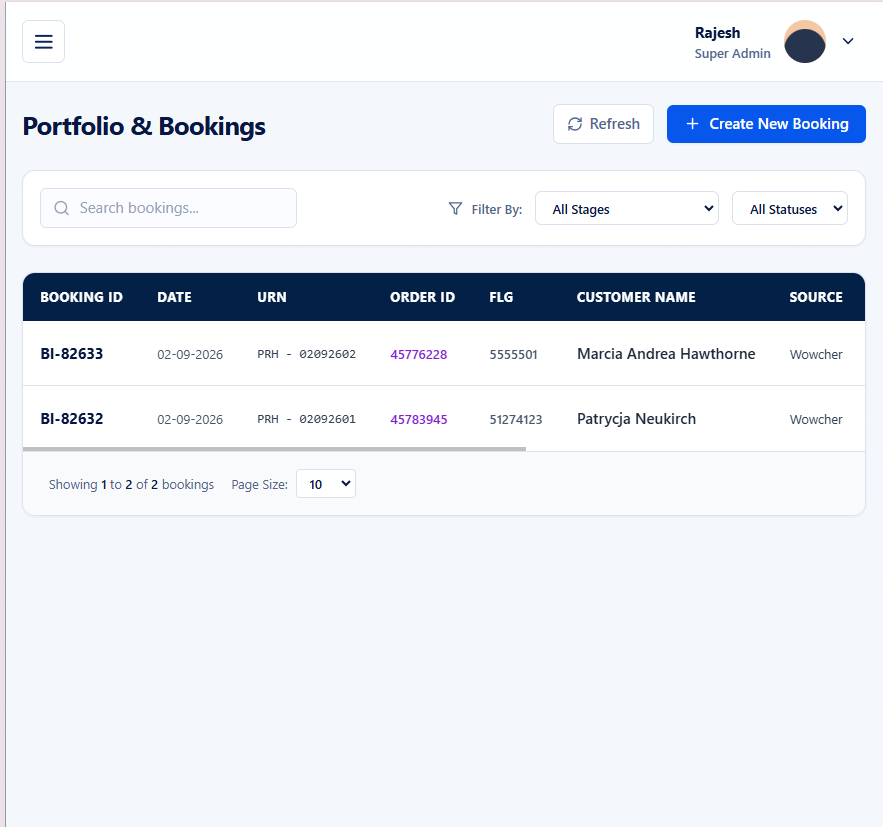 Popular Holidays booking management
